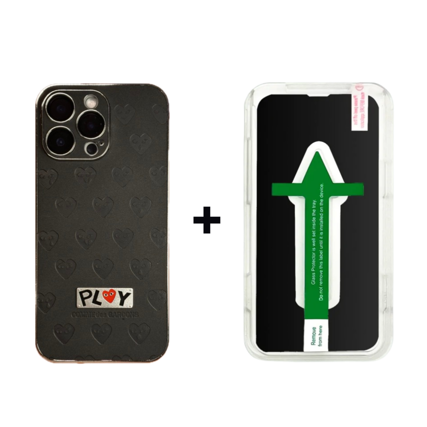 Leather Phone Case | Hearts Black