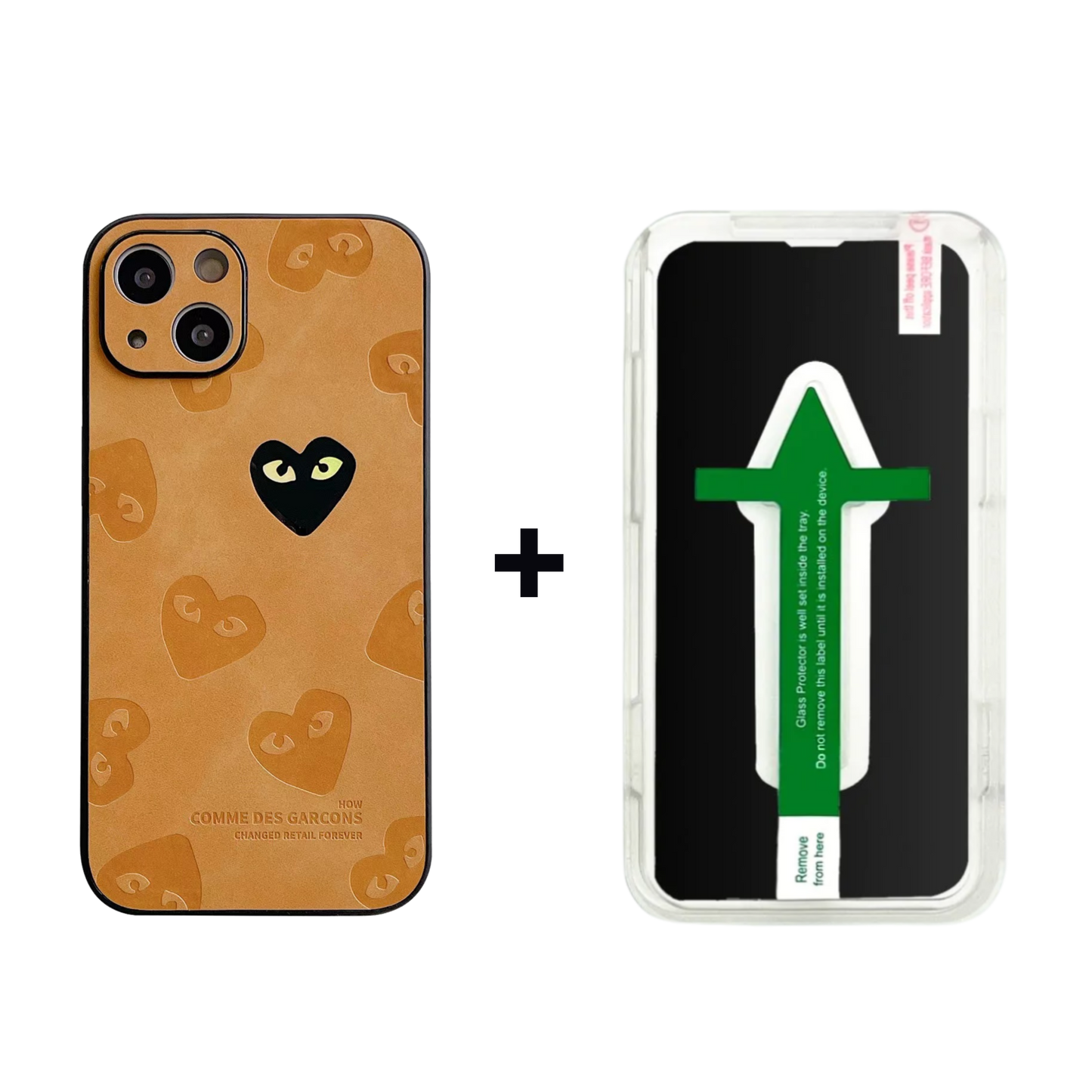 Leather Phone Case | Heart Mop Orange