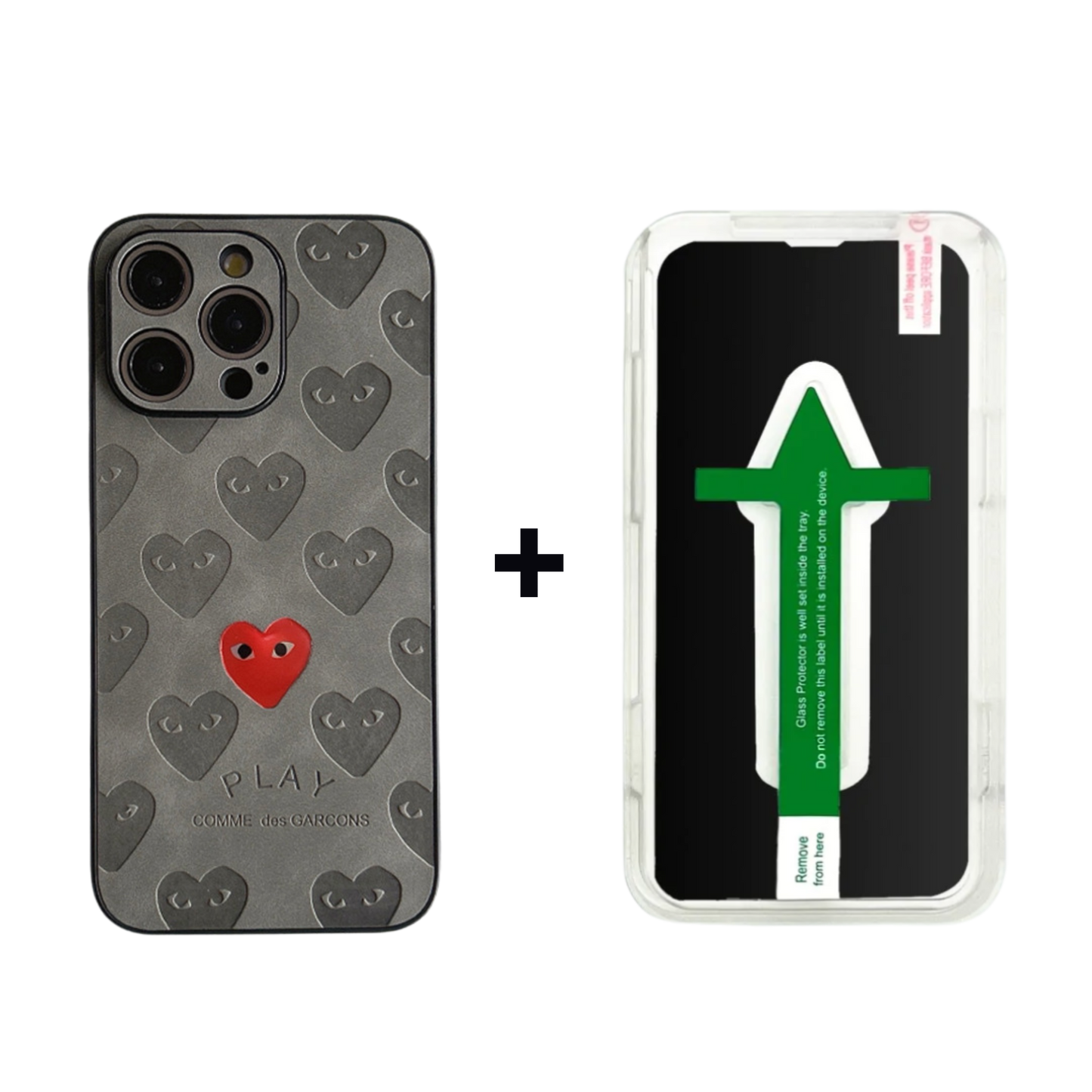 Leather Phone Case | Heart Grey