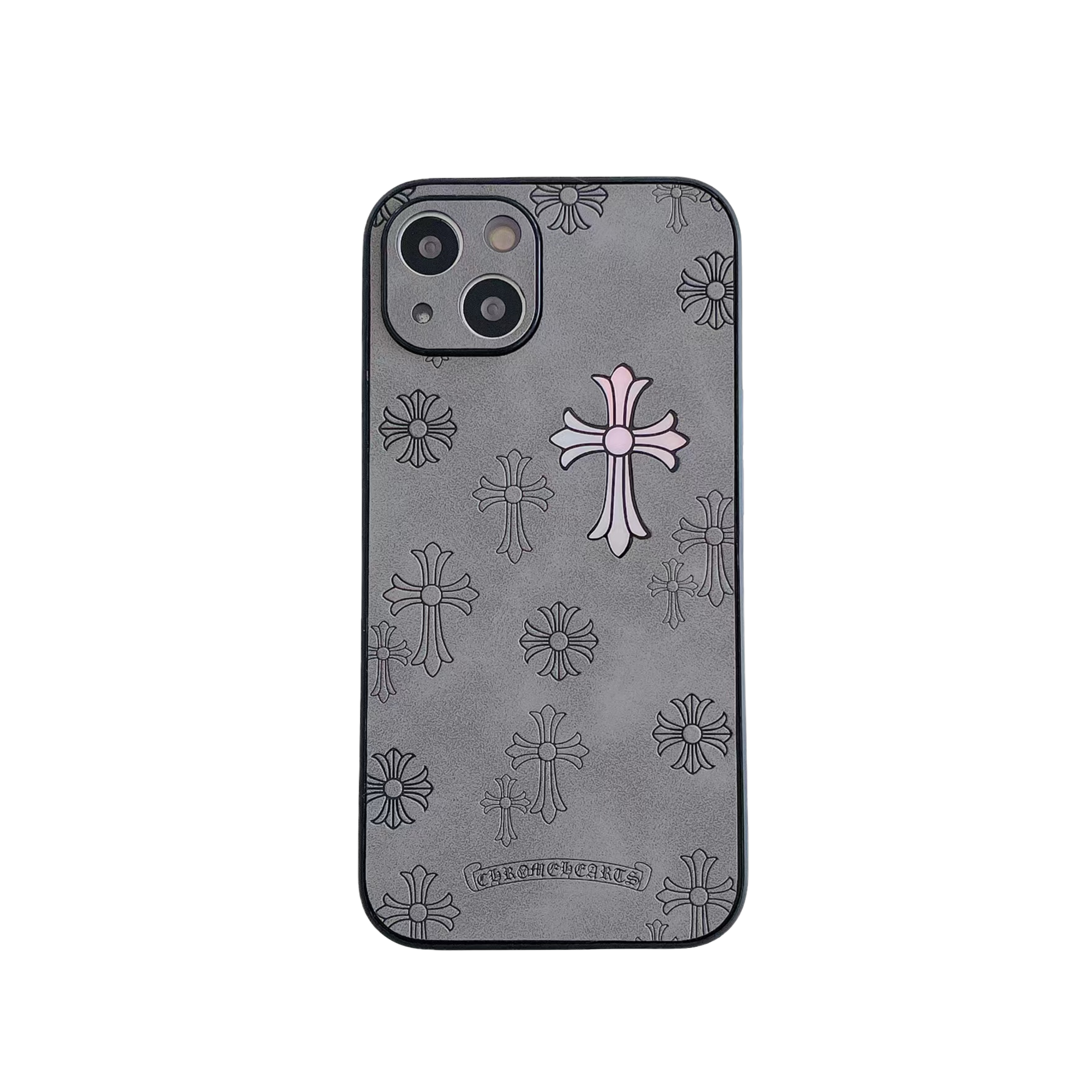 Leather Phone Case Crosses Aura Grey Proxy Shop