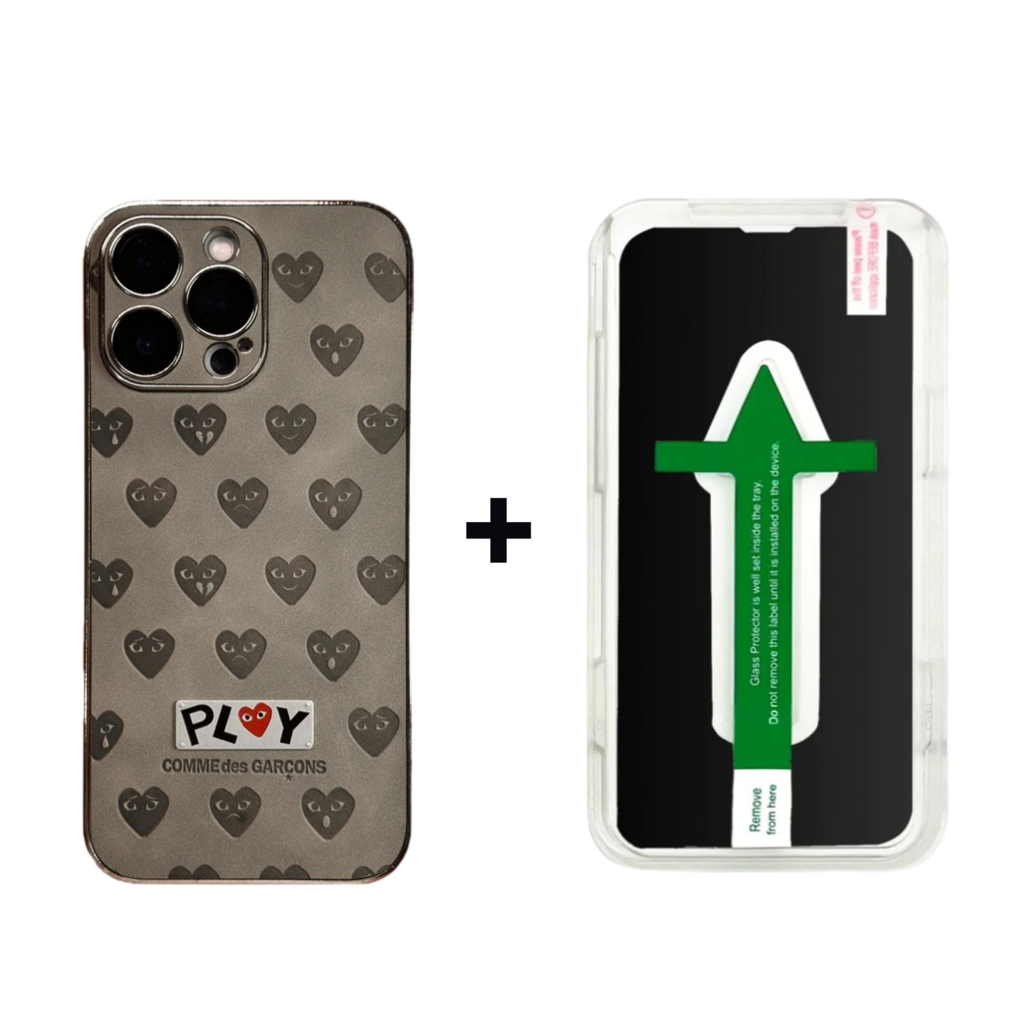 Leather Phone Case | Hearts Grey