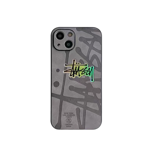 Leather Phone Case | Graffiti Gray