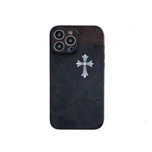 Leather Phone Case | Crosses Aura Black