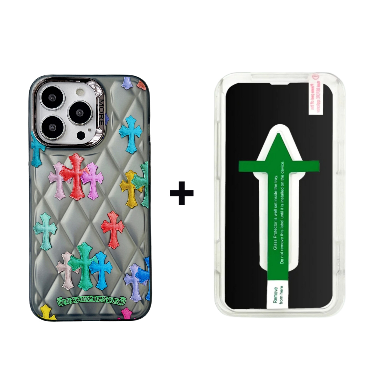 Graphic Phone Case | Rainbow Crosses Black