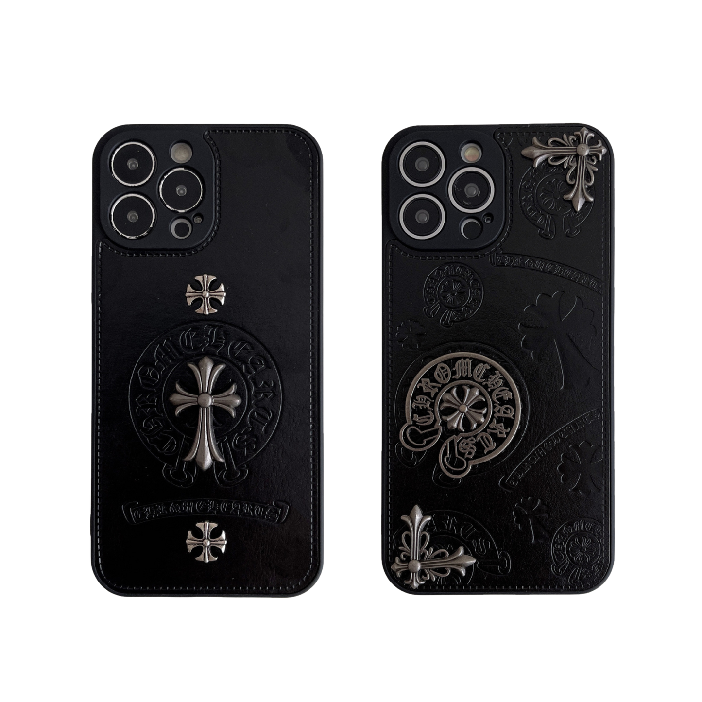Leather Phone Case Bundle |  Symbol Silver & Three Cross Silver