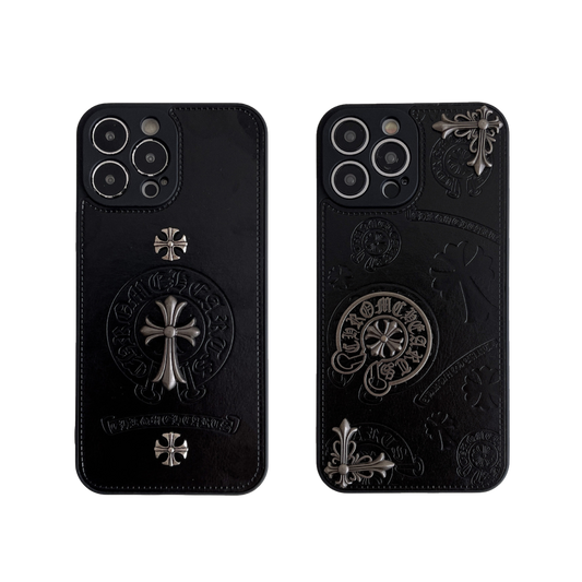 Leather Phone Case Bundle |  Symbol Silver & Three Cross Silver