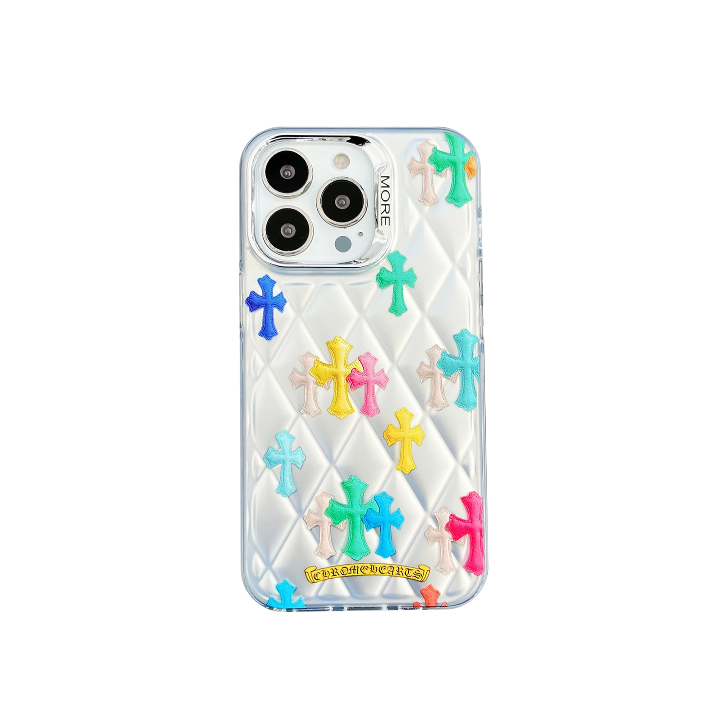 Graphic Phone Case | Rainbow Crosses White