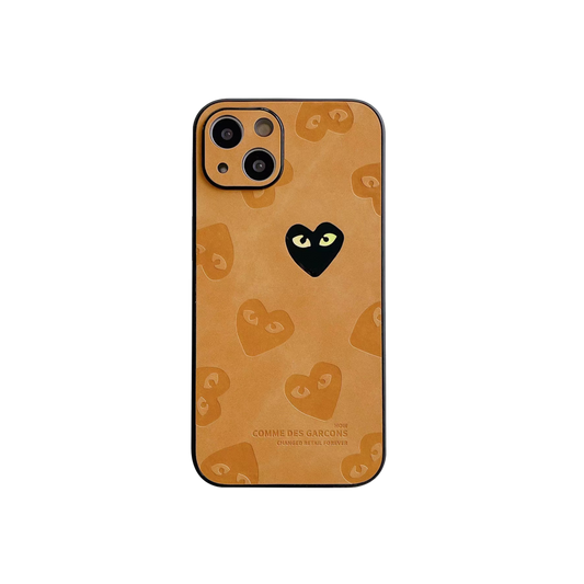 Leather Phone Case | Heart Mop Orange