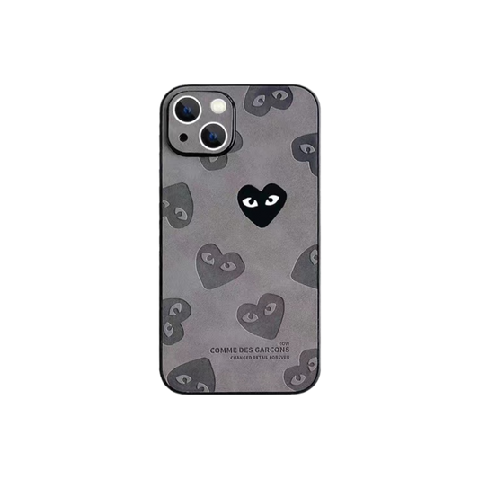 Leather Phone Case | Heart Mop Grey